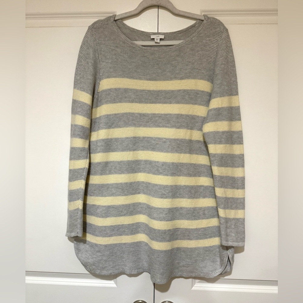 J. Jill Gray & Cream Knit Tunic Sweater